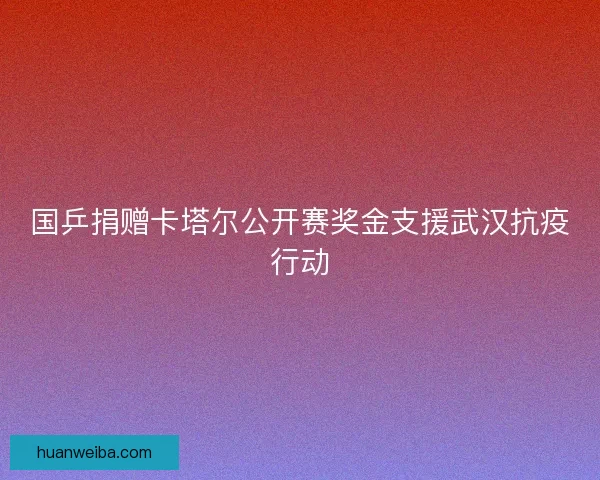 国乒捐赠卡塔尔公开赛奖金支援武汉抗疫行动