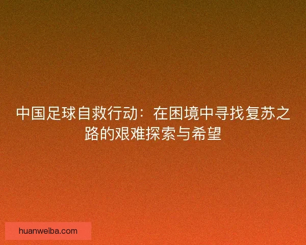 中国足球自救行动：在困境中寻找复苏之路的艰难探索与希望