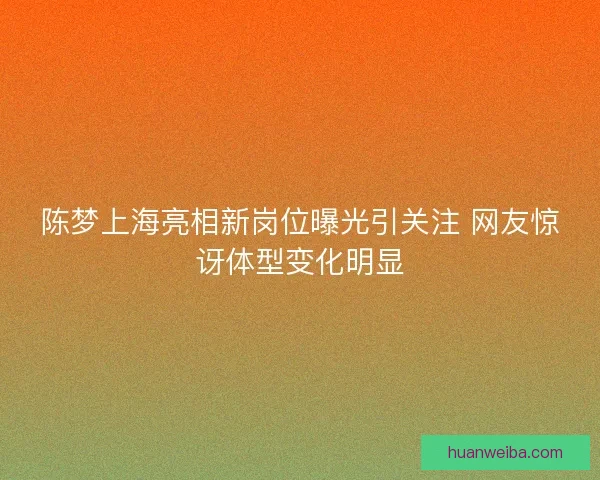 陈梦上海亮相新岗位曝光引关注 网友惊讶体型变化明显