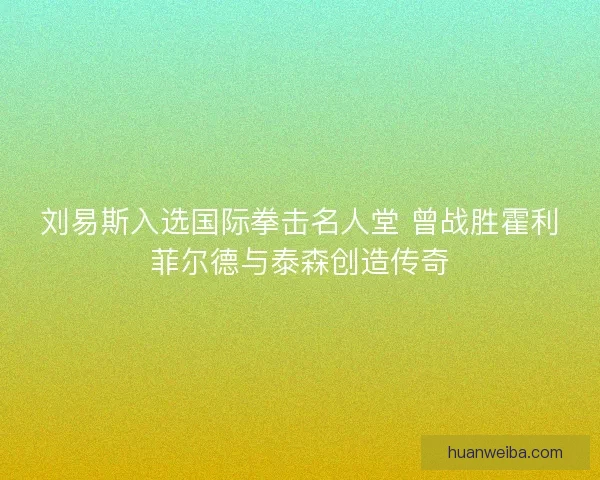 刘易斯入选国际拳击名人堂 曾战胜霍利菲尔德与泰森创造传奇